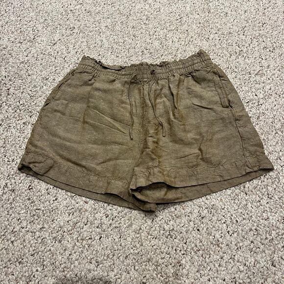 Madewell Linen Clend Drawstring Shorts Sz L AJ512 Beach Coastal Summer - Picture 1 of 6
